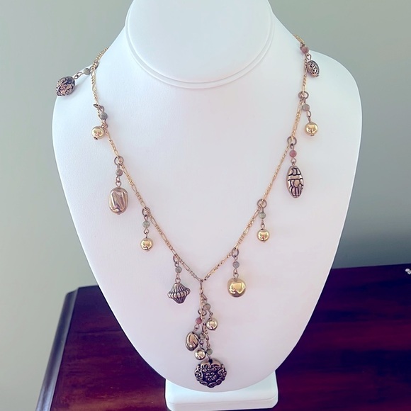 Karla Jordan Jewelry - Vintage Karla Jordan beaded gold & brown tone, jewels Necklace 36” Signed RARE